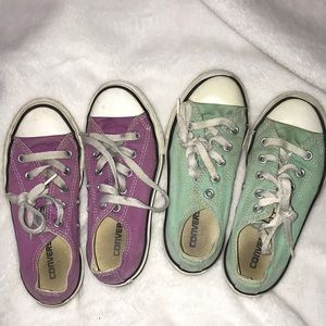 2 for 1 converse shoes. Size 12. Purple and mint.